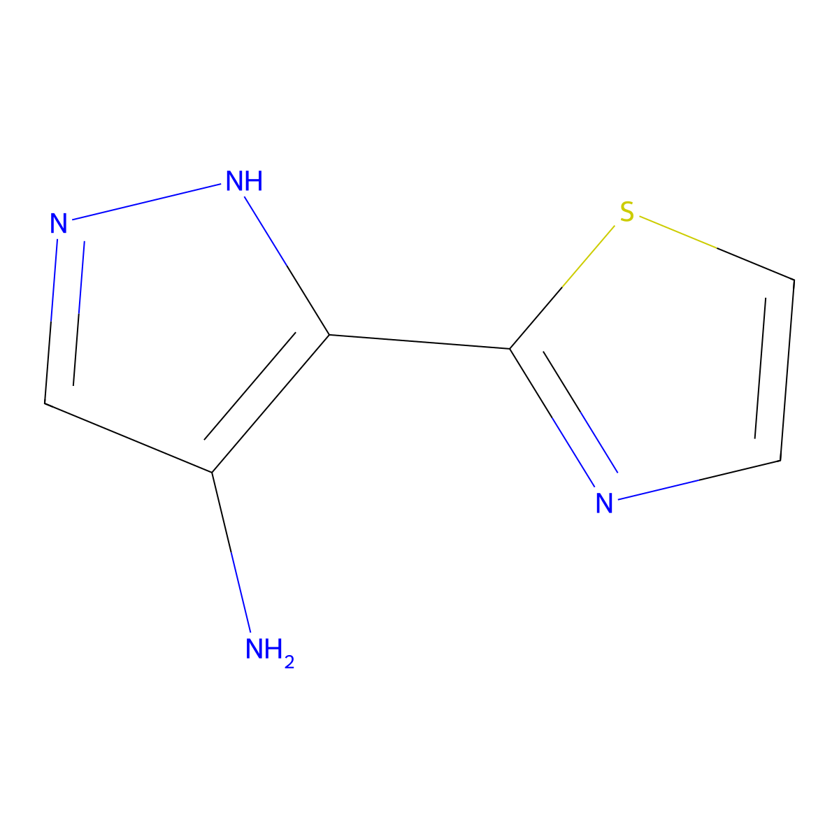 3-(1,3-thiazol-2-yl)-1H-pyrazol-4-amine molecular structure, CAS 1492419-64-3