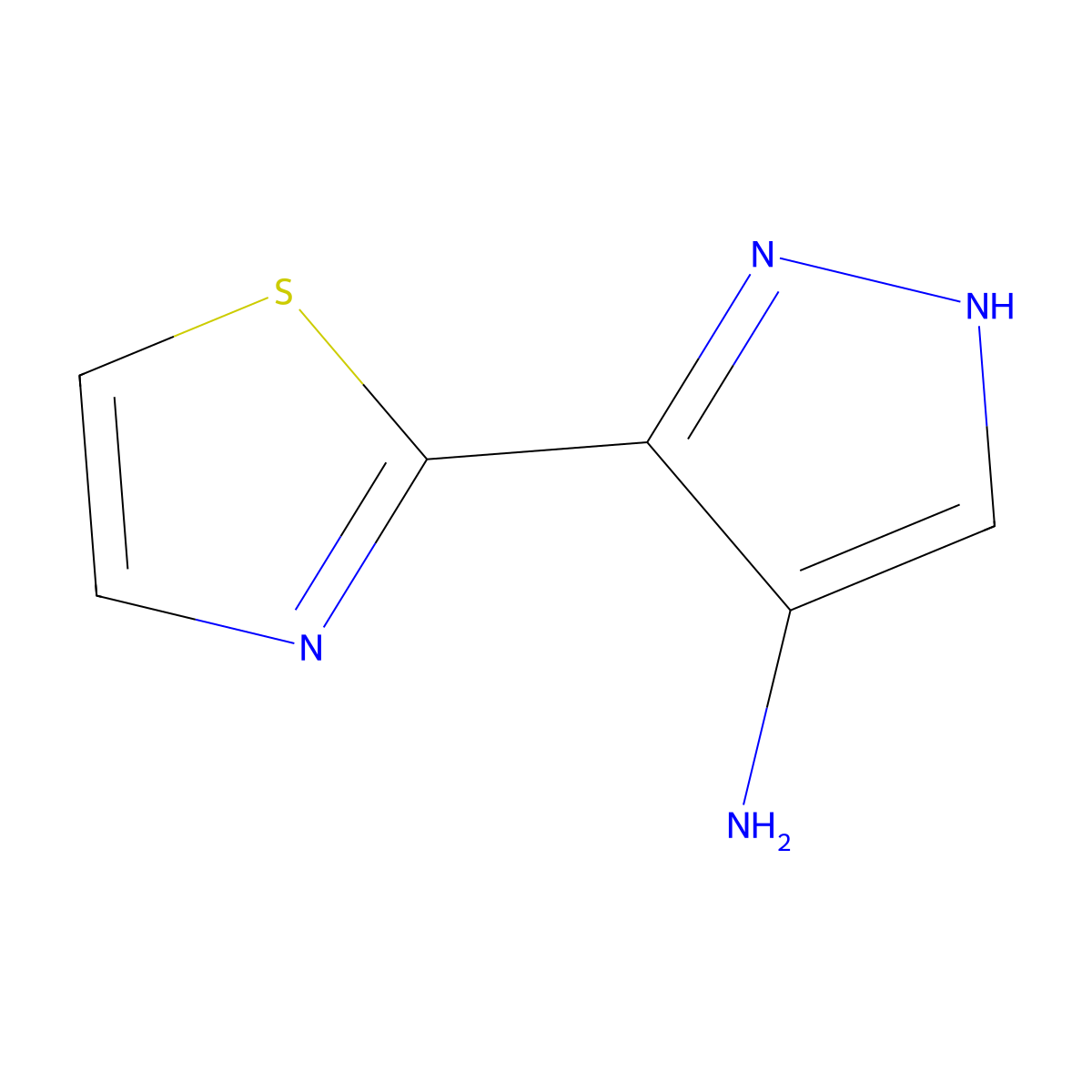 3-(1,3-thiazol-2-yl)-1H-pyrazol-4-amine molecular structure, CAS 1492419-64-3