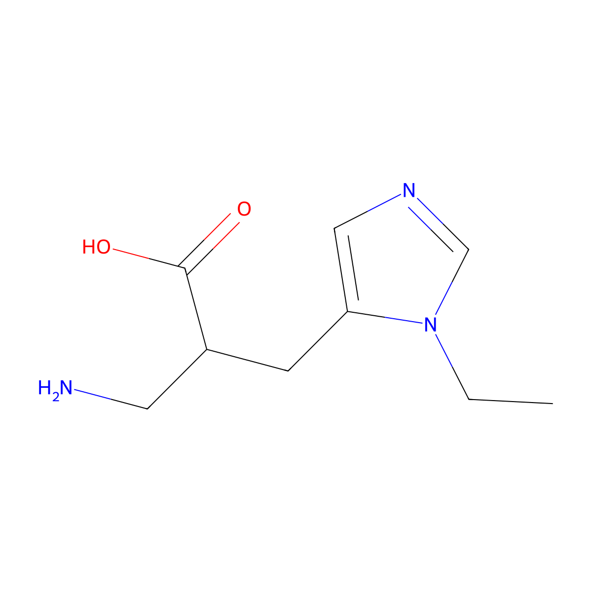 3-amino-2-[(1-ethyl-1H-imidazol-5-yl)methyl]propanoic acid molecular structure, CAS 1492446-39-5