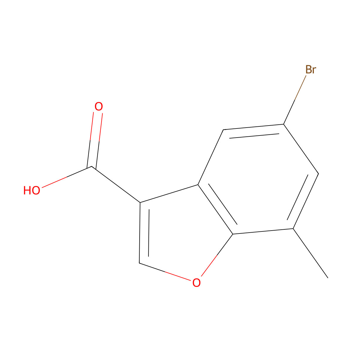 5-Bromo-7-methyl-1-benzofuran-3-carboxylic acid molecular structure, CAS 1492450-22-2