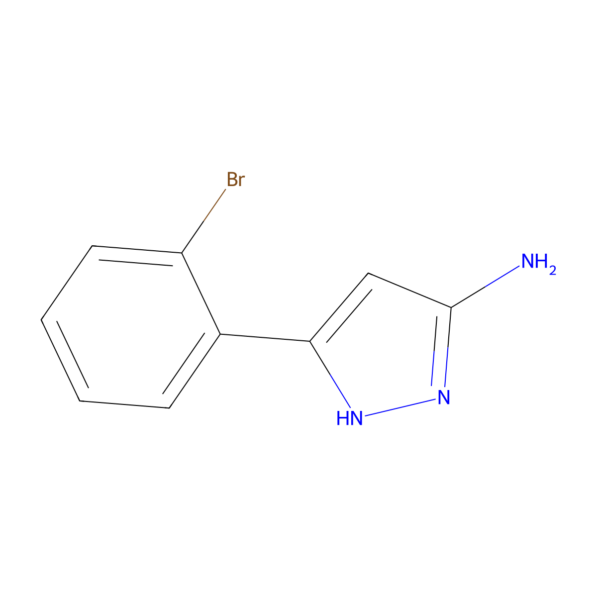5-(2-bromophenyl)-1H-pyrazol-3-amine molecular structure, CAS 149246-80-0