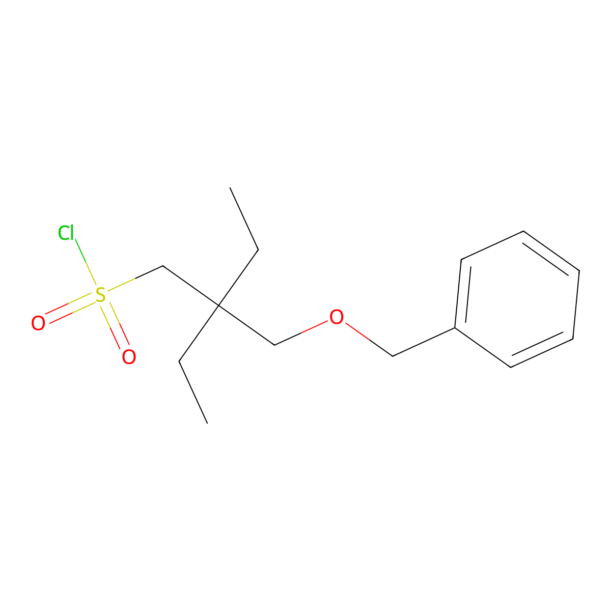 2-((Benzyloxy)methyl)-2-ethylbutane-1-sulfonyl chloride molecular structure, CAS 1492478-88-2