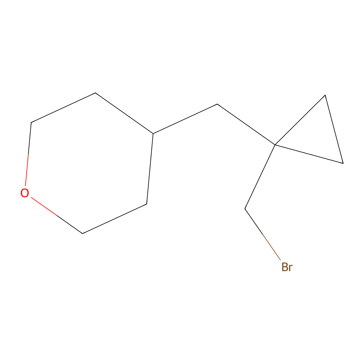 4-{[1-(Bromomethyl)cyclopropyl]methyl}oxane molecular structure, CAS 1492504-65-0