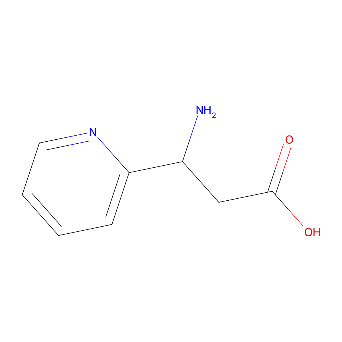 3-Amino-3-(pyridin-2-yl)propanoic acid molecular structure, CAS 149251-81-0