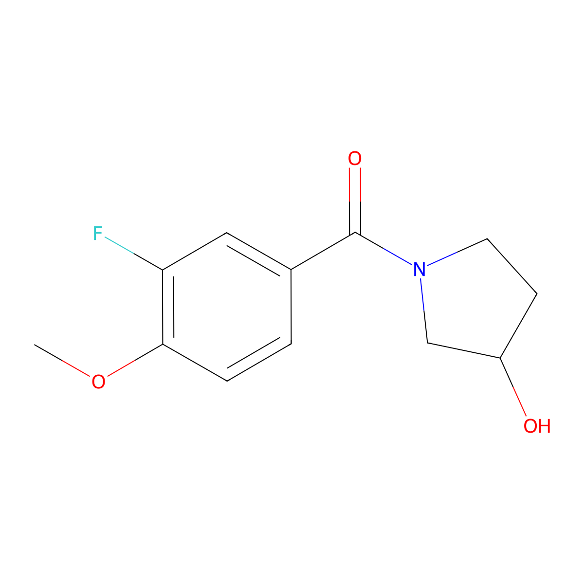 (3-Fluoro-4-methoxyphenyl)(3-hydroxypyrrolidin-1-yl)methanone molecular structure, CAS 1492514-75-6