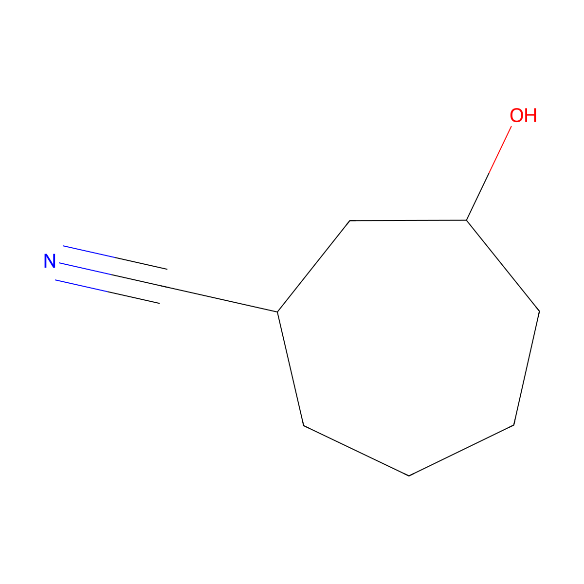 3-Hydroxycycloheptane-1-carbonitrile molecular structure, CAS 1492520-57-6