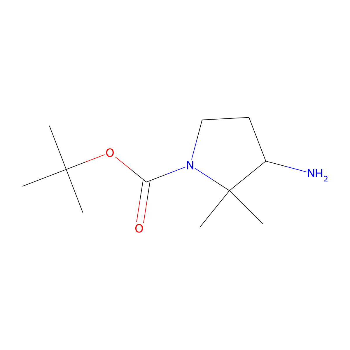 Tert-butyl 3-amino-2,2-dimethylpyrrolidine-1-carboxylate molecular structure, CAS 1492530-75-2