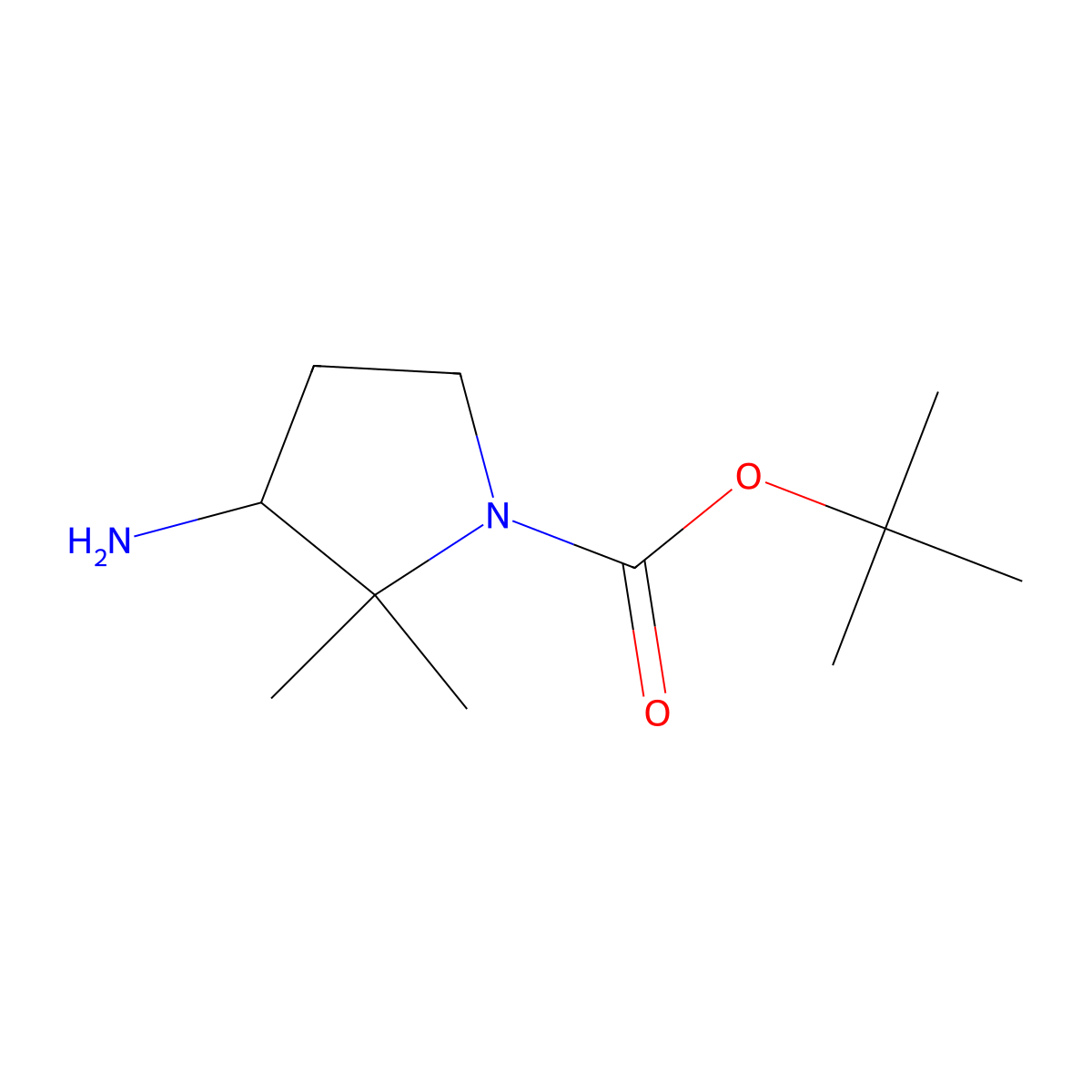 Tert-butyl 3-amino-2,2-dimethylpyrrolidine-1-carboxylate molecular structure, CAS 1492530-75-2