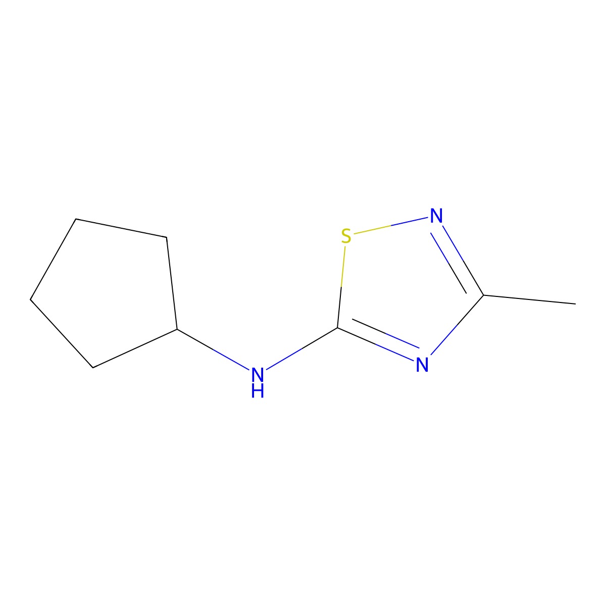 N-cyclopentyl-3-methyl-1,2,4-thiadiazol-5-amine molecular structure, CAS 1492549-88-8