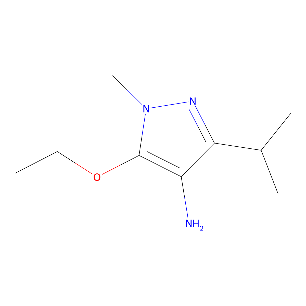 5-Ethoxy-1-methyl-3-(propan-2-YL)-1H-pyrazol-4-amine molecular structure, CAS 1492556-90-7