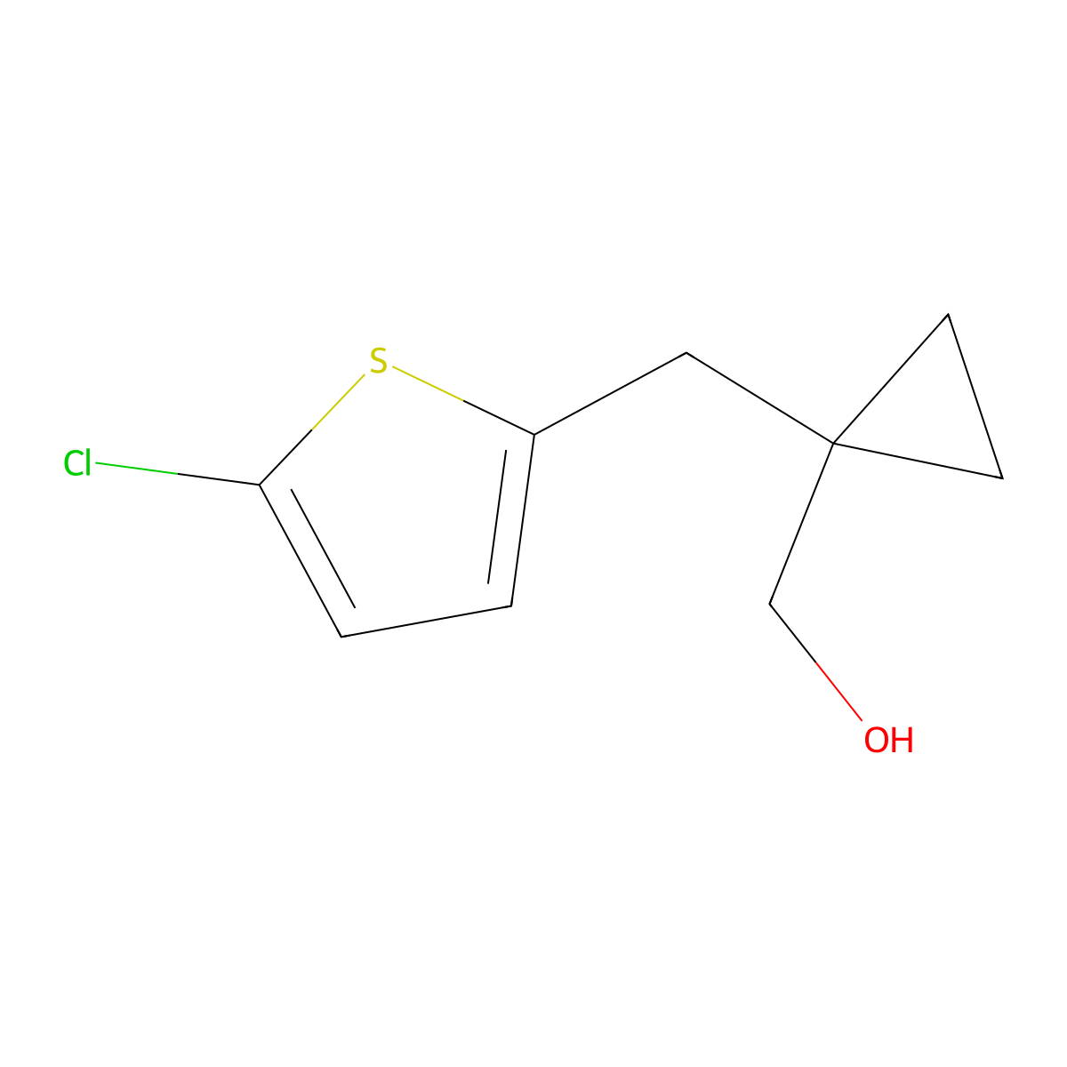 (1-((5-Chlorothiophen-2-yl)methyl)cyclopropyl)methanol molecular structure, CAS 1492570-45-2