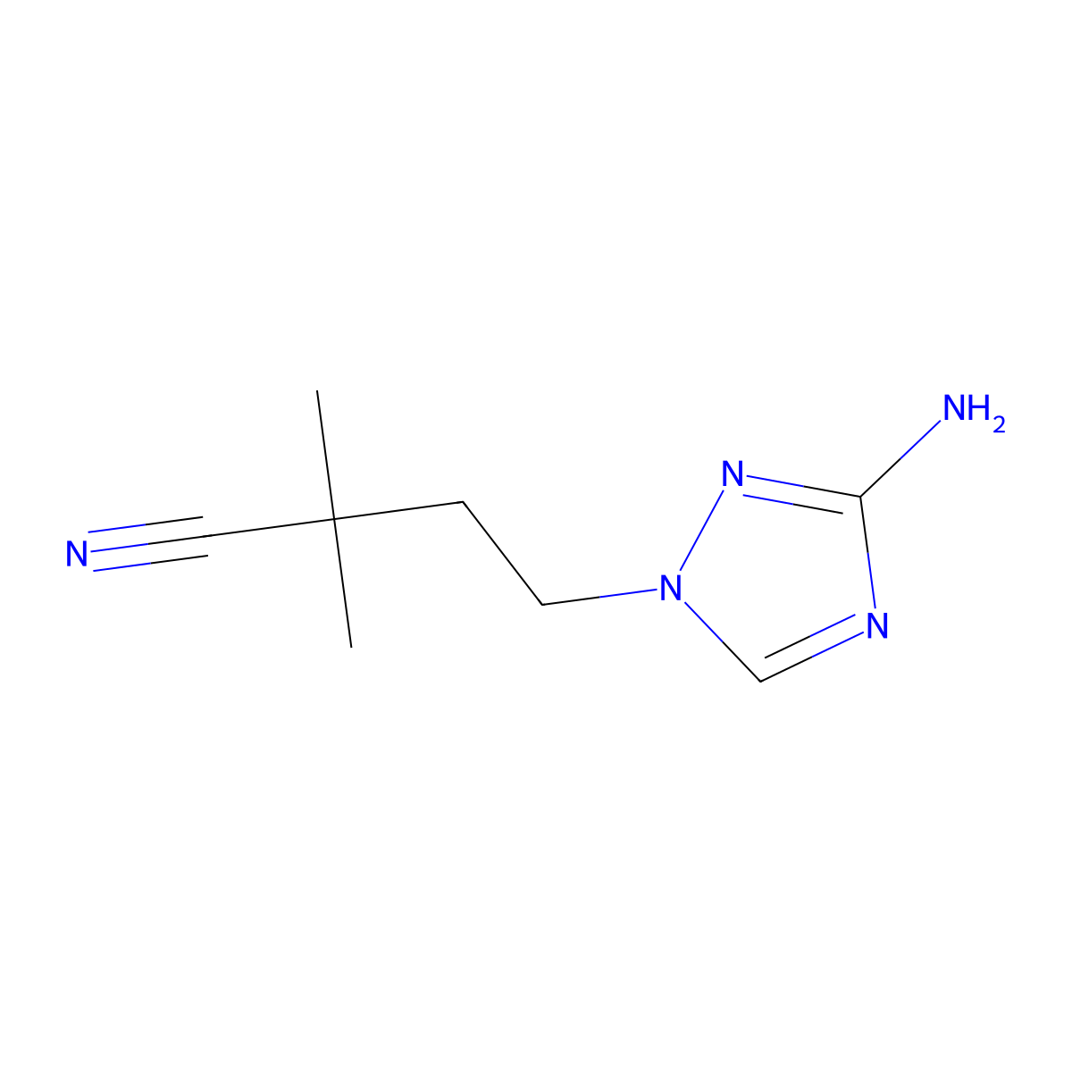 4-(3-amino-1H-1,2,4-triazol-1-yl)-2,2-dimethylbutanenitrile molecular structure, CAS 1492586-09-0