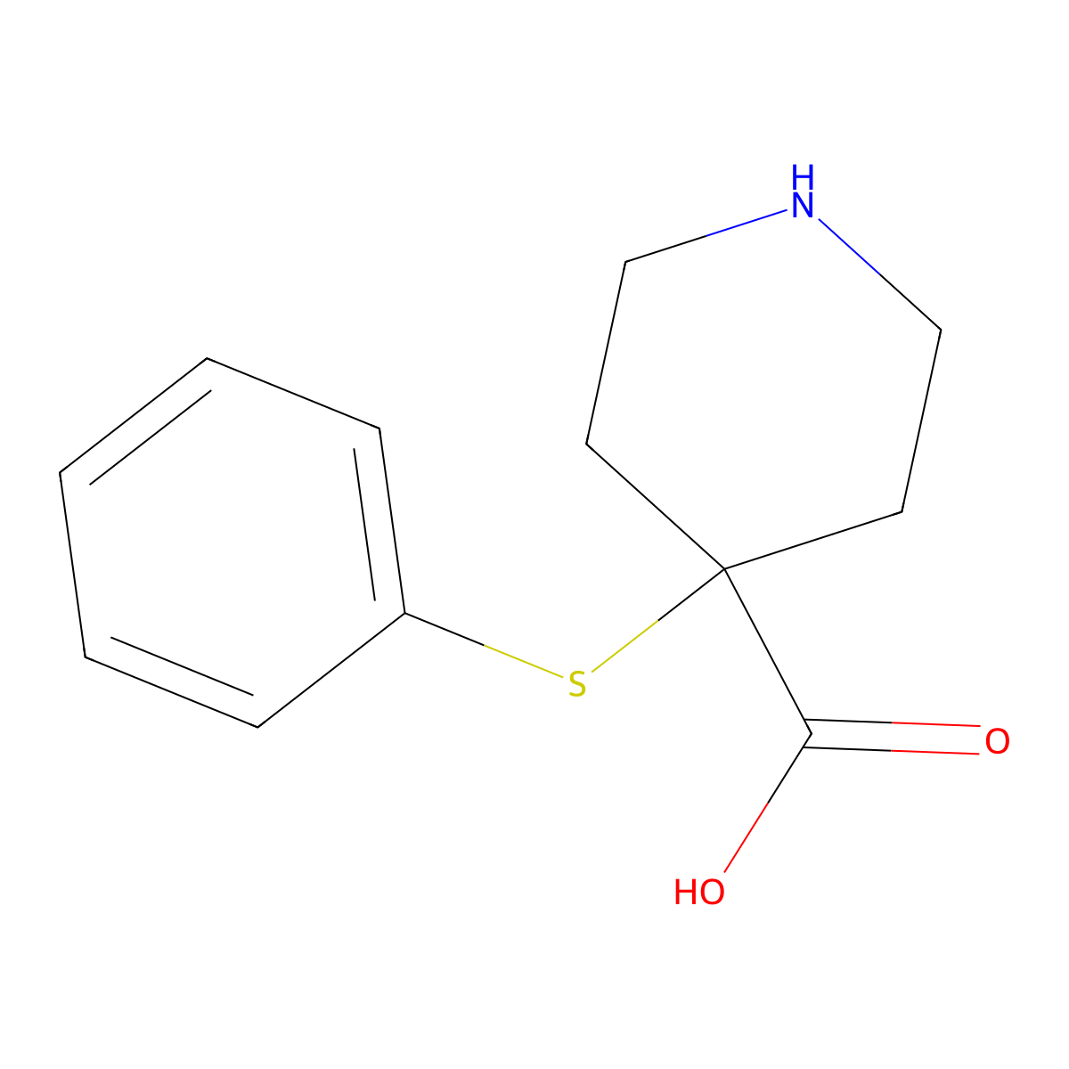 4-(Phenylthio)piperidine-4-carboxylic acid molecular structure, CAS 1492596-68-5