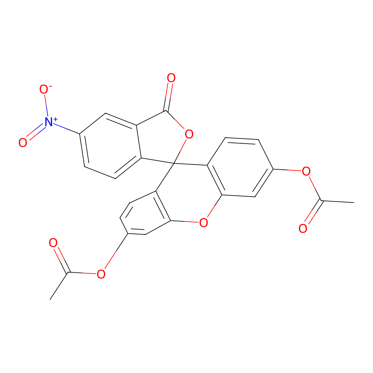 Spiro[isobenzofuran-1(3H),9'-[9H]xanthen]-3-one, 3',6'-bis(acetyloxy)-5-nitro- molecular structure, CAS 14926-29-5