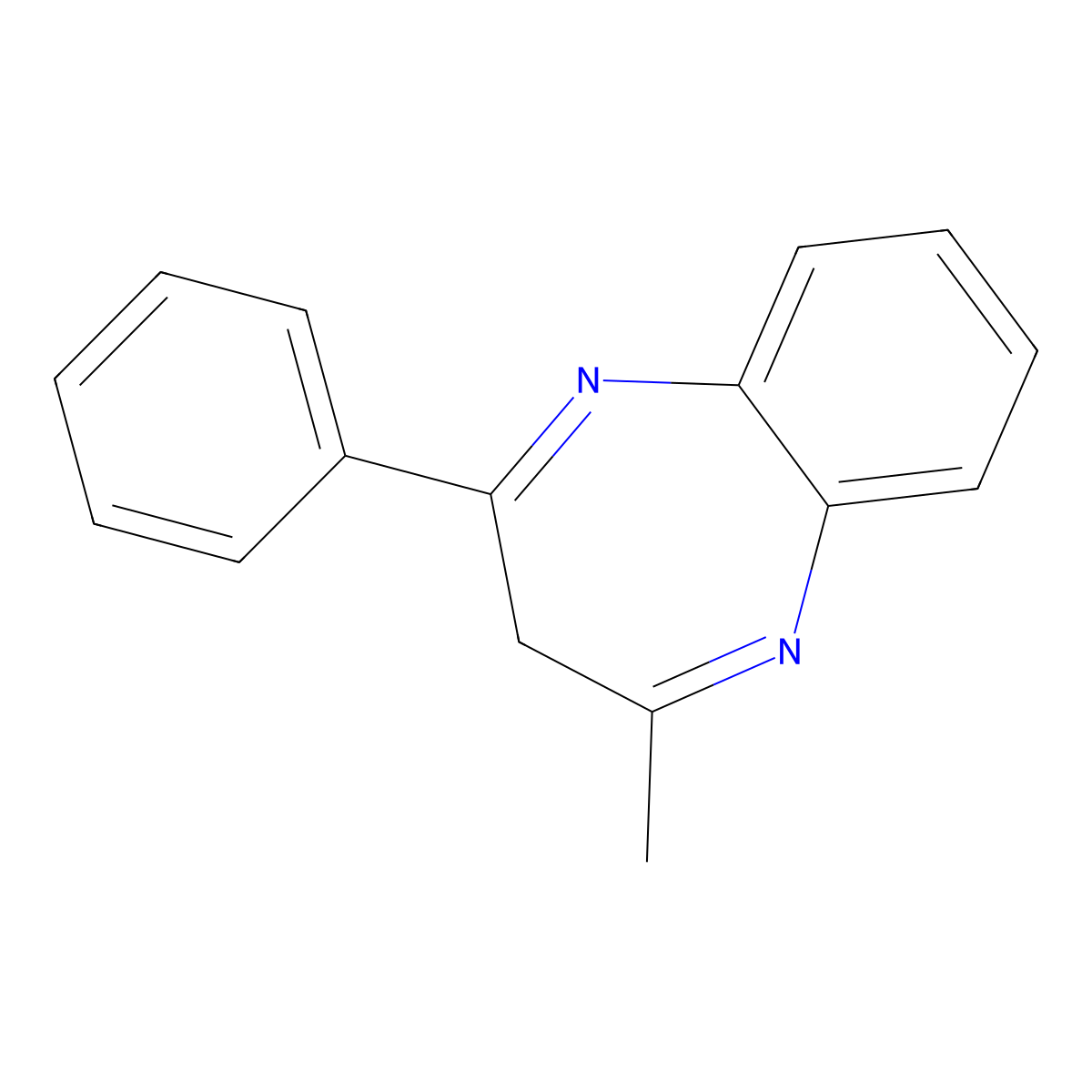 2-methyl-4-phenyl-3H-1,5-benzodiazepine molecular structure, CAS 14926-34-2