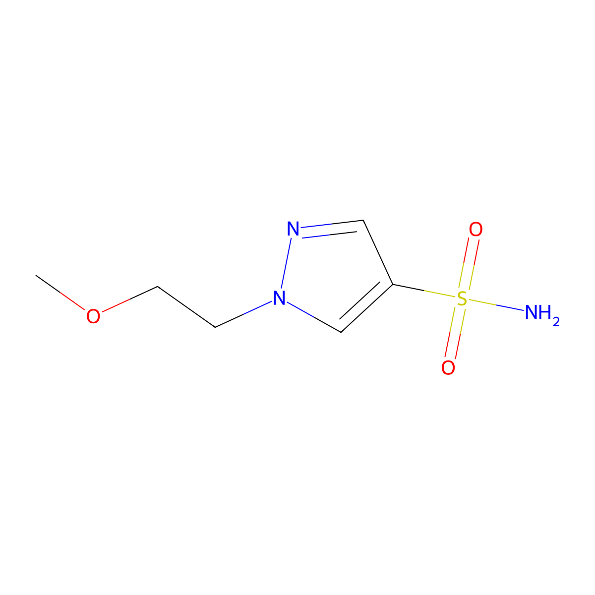 1-(2-methoxyethyl)-1H-pyrazole-4-sulfonamide molecular structure, CAS 1492615-05-0