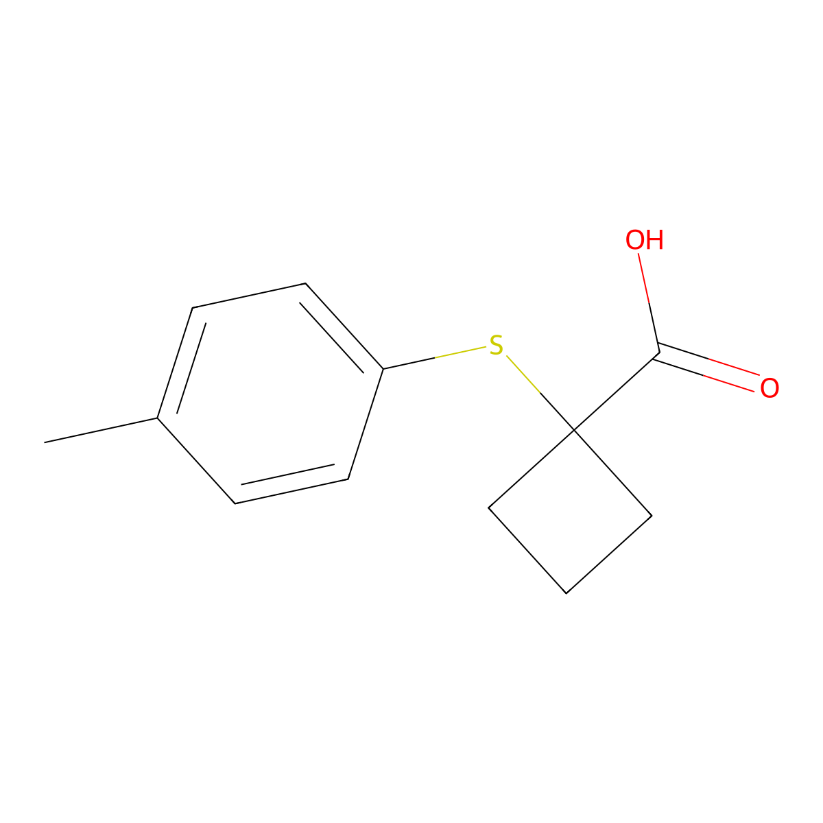 1-[(4-Methylphenyl)sulfanyl]cyclobutane-1-carboxylic acid molecular structure, CAS 1492623-52-5