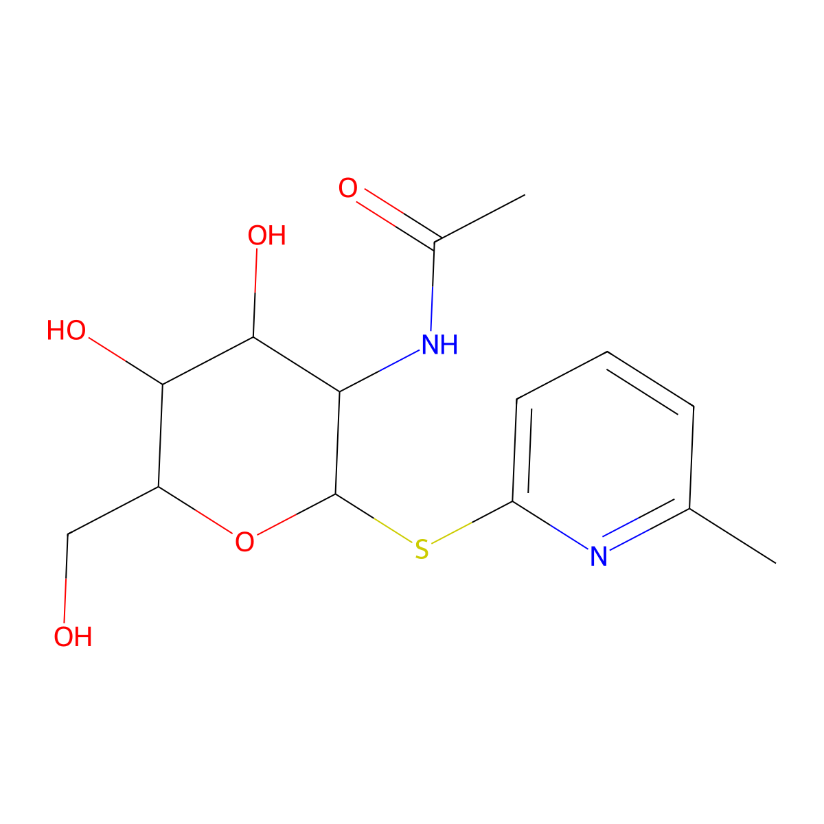 6-Methylpyridin-2-yl 2-acetamido-2-deoxy-1-thio-beta-D-glucopyranoside molecular structure, CAS 149263-94-5