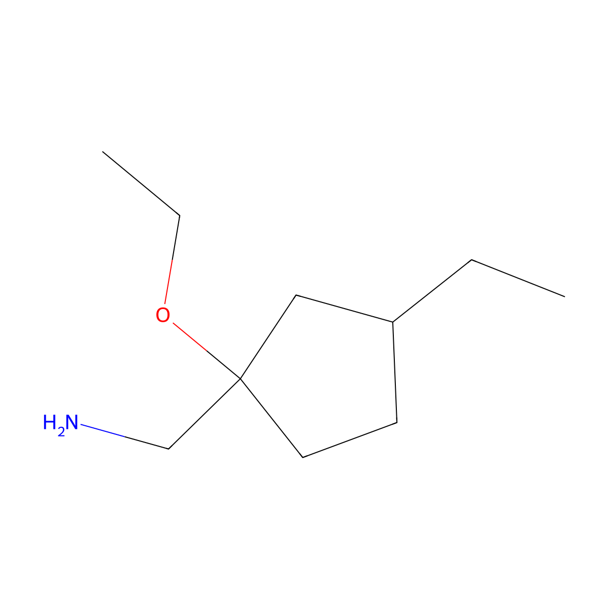 (1-Ethoxy-3-ethylcyclopentyl)methanamine molecular structure, CAS 1492631-63-6
