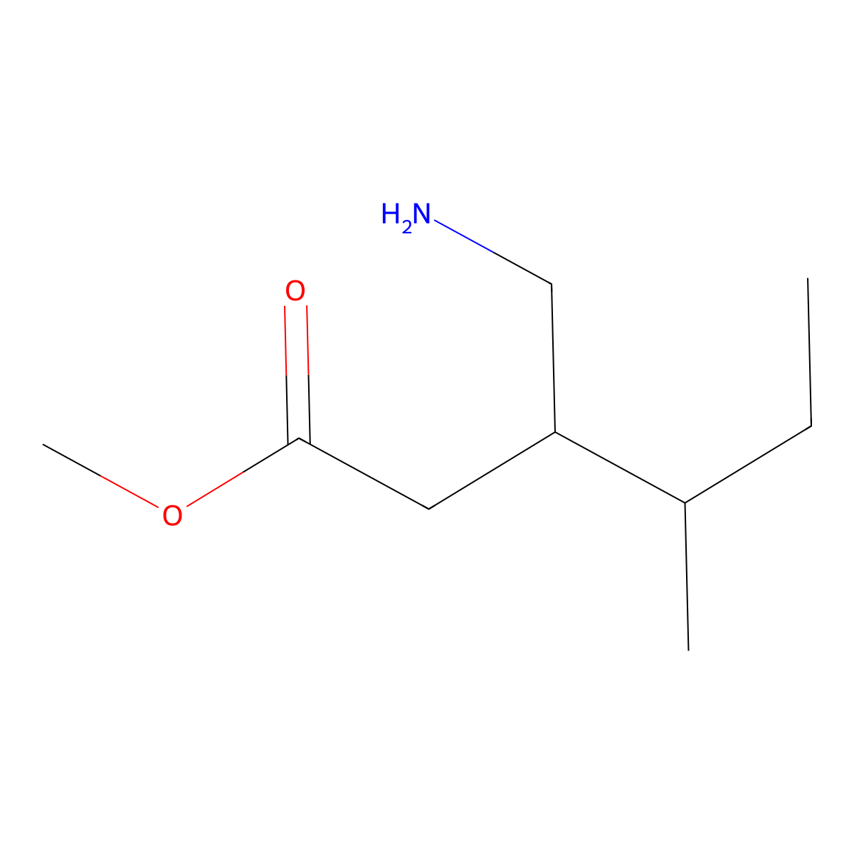 Methyl 3-(aminomethyl)-4-methylhexanoate molecular structure, CAS 1492643-14-7
