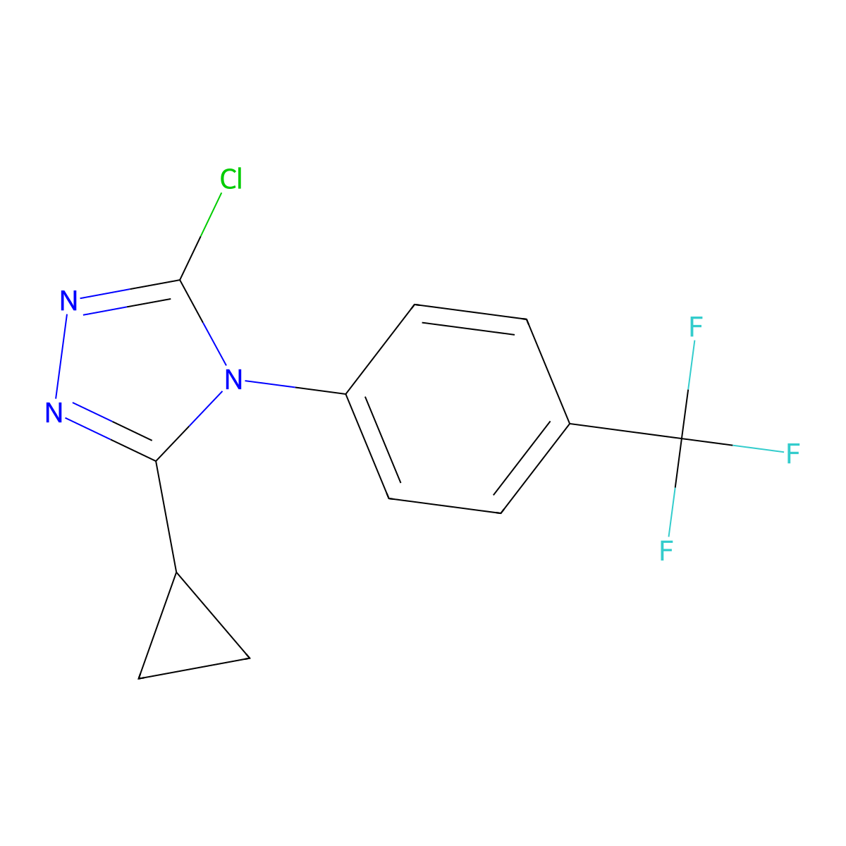 3-chloro-5-cyclopropyl-4-[4-(trifluoromethyl)phenyl]-4H-1,2,4-triazole molecular structure, CAS 1492660-33-9