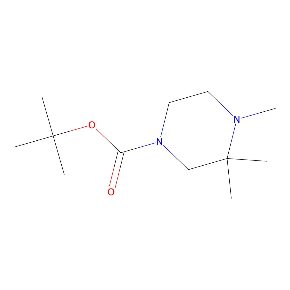 Tert-butyl 3,3,4-trimethylpiperazine-1-carboxylate molecular structure, CAS 1492693-44-3