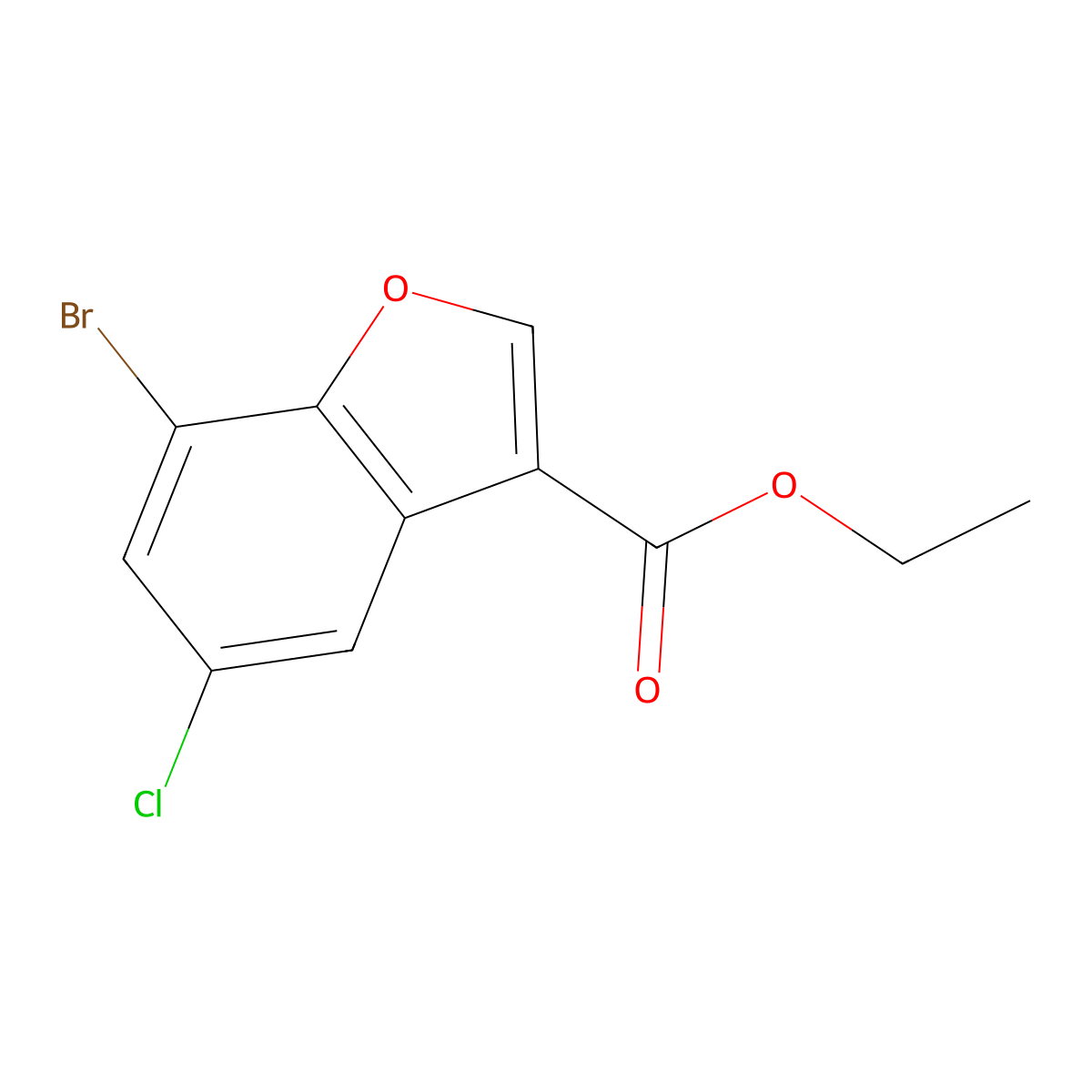 Ethyl 7-Bromo-5-chlorobenzofuran-3-carboxylate molecular structure, CAS 1492694-59-3