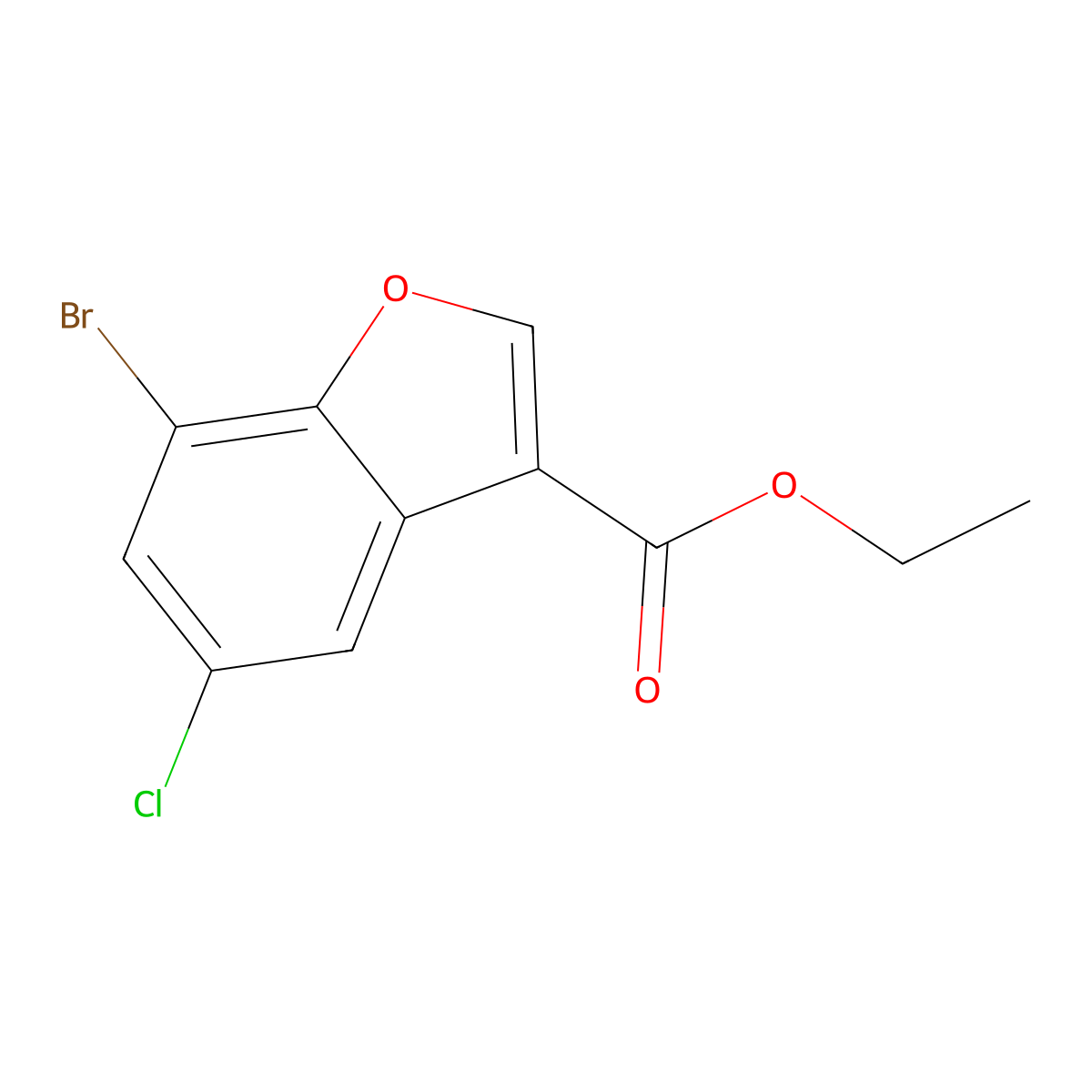Ethyl 7-Bromo-5-chlorobenzofuran-3-carboxylate molecular structure, CAS 1492694-59-3
