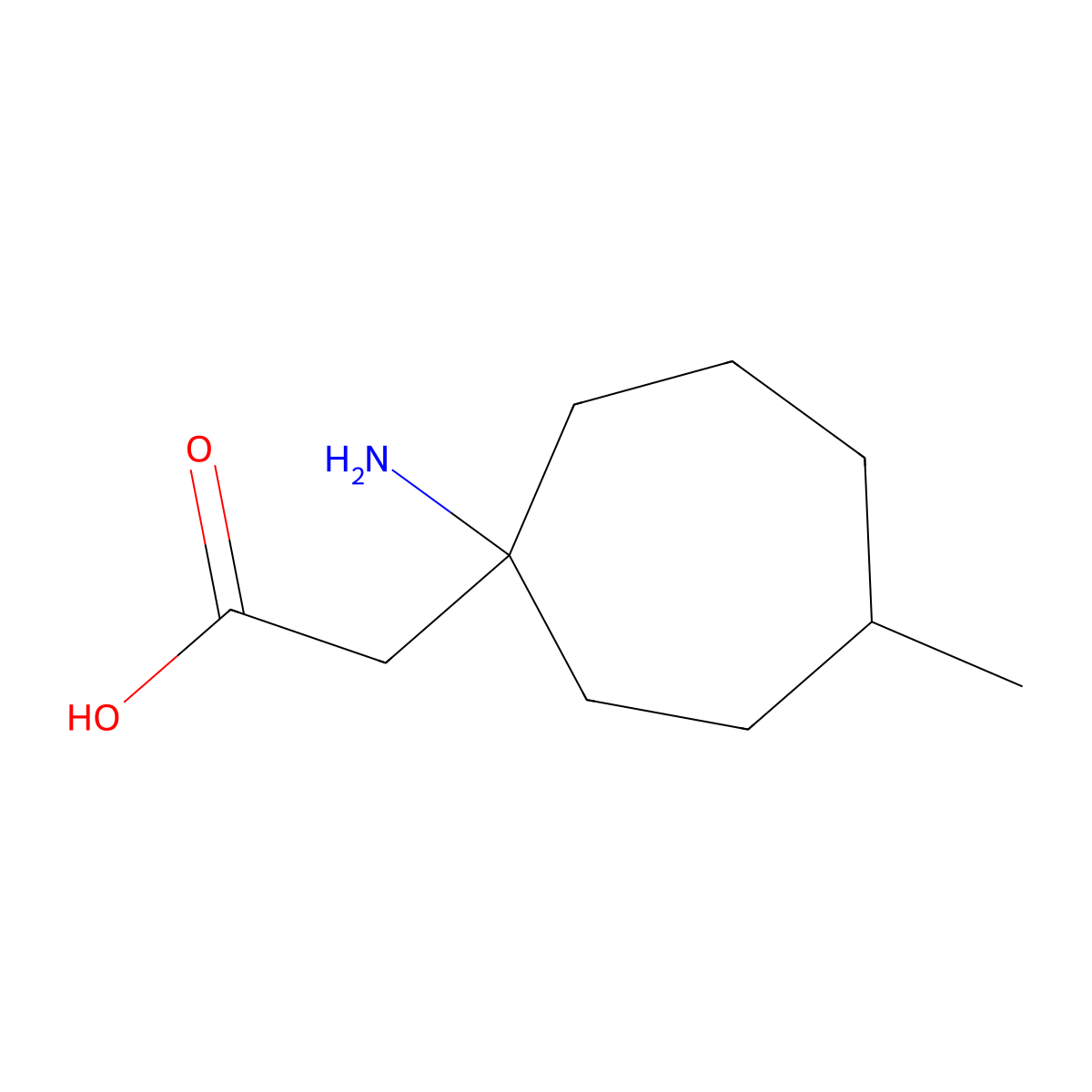2-(1-Amino-4-methylcycloheptyl)acetic acid molecular structure, CAS 1492694-88-8