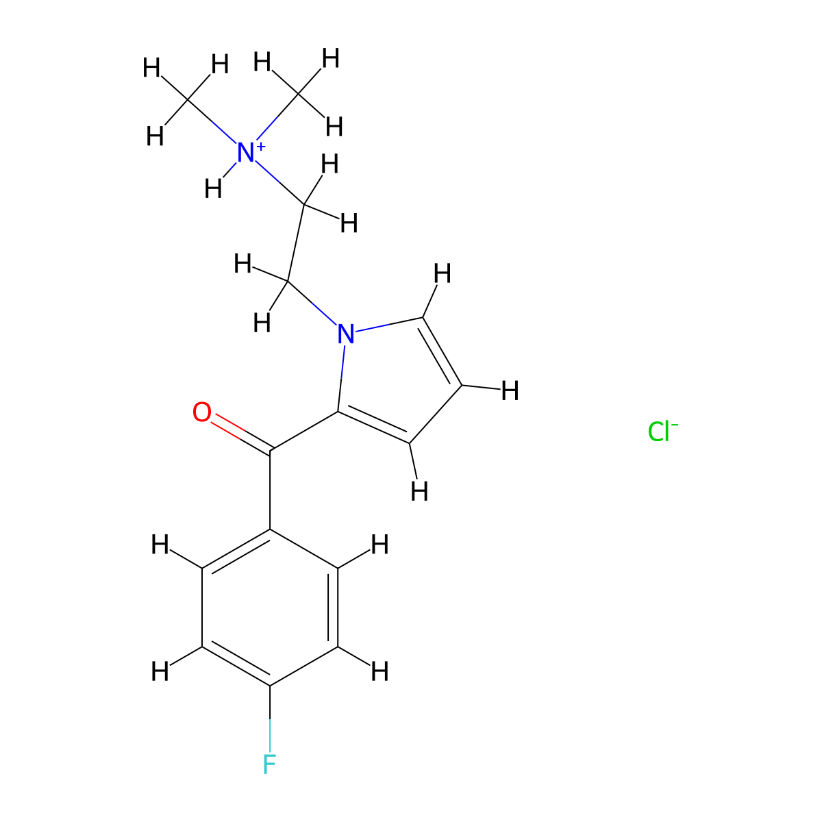 Ketone, 1-(2-(dimethylamino)ethyl)pyrrol-2-yl p-fluorophenyl, hydrochloride molecular structure, CAS 14927-35-6