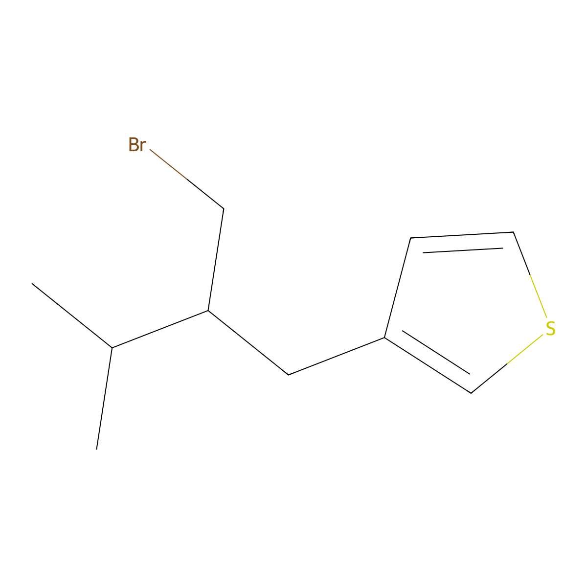 3-(2-(Bromomethyl)-3-methylbutyl)thiophene molecular structure, CAS 1492707-86-4