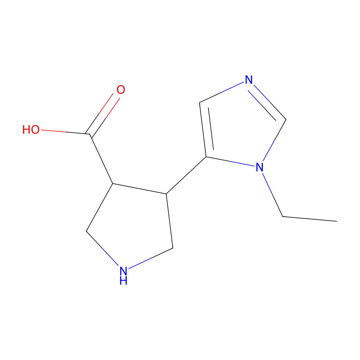 4-(1-ethyl-1H-imidazol-5-yl)pyrrolidine-3-carboxylic acid molecular structure, CAS 1492710-37-8