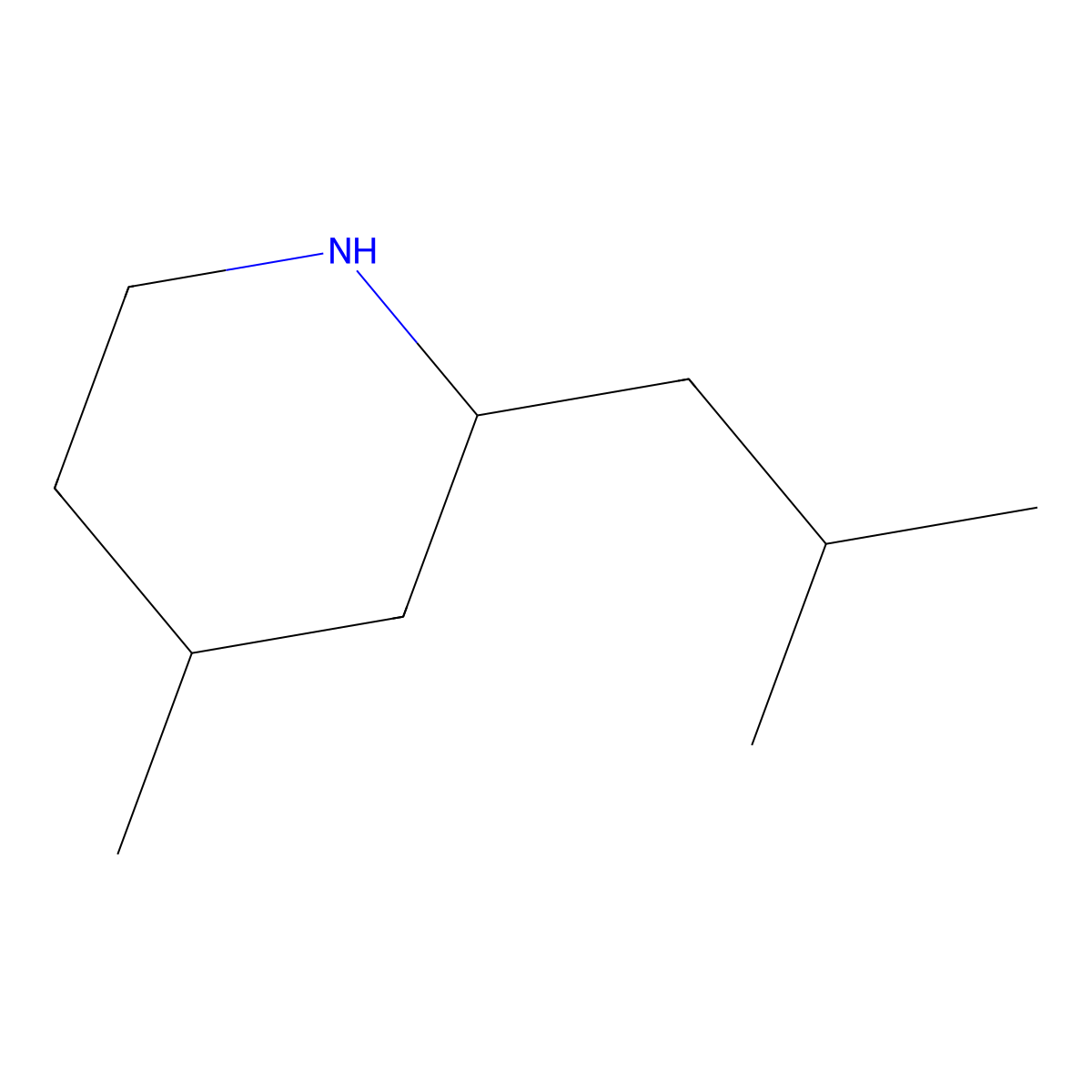 4-Methyl-2-(2-methylpropyl)piperidine molecular structure, CAS 1492713-65-1