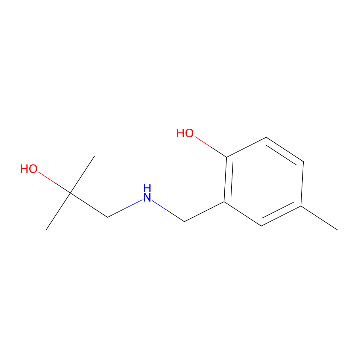 2-{[(2-Hydroxy-2-methylpropyl)amino]methyl}-4-methylphenol molecular structure, CAS 1492720-90-7