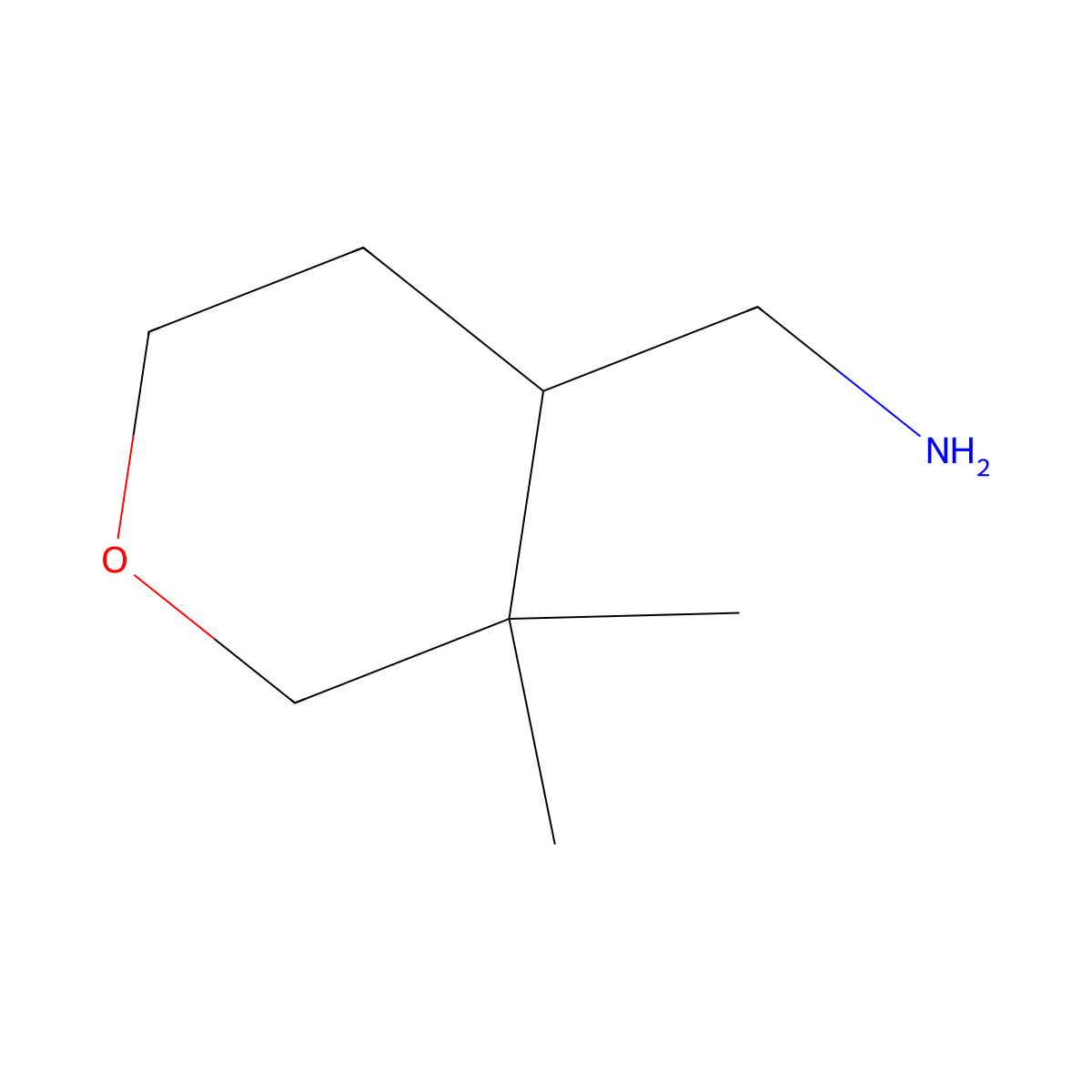 (3,3-Dimethyltetrahydro-2H-pyran-4-yl)methanamine molecular structure, CAS 1492773-52-0