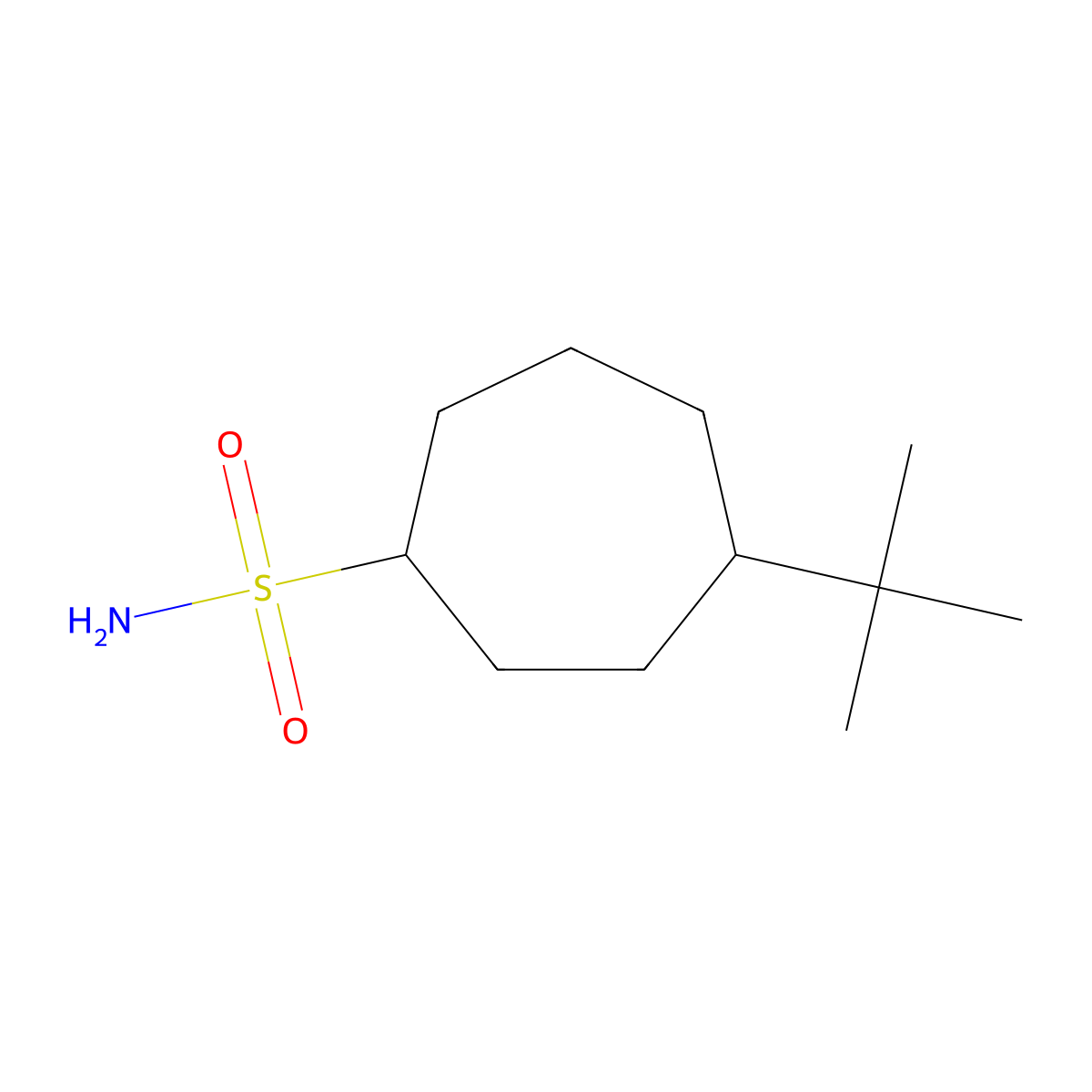 4-Tert-butylcycloheptane-1-sulfonamide molecular structure, CAS 1492776-64-3