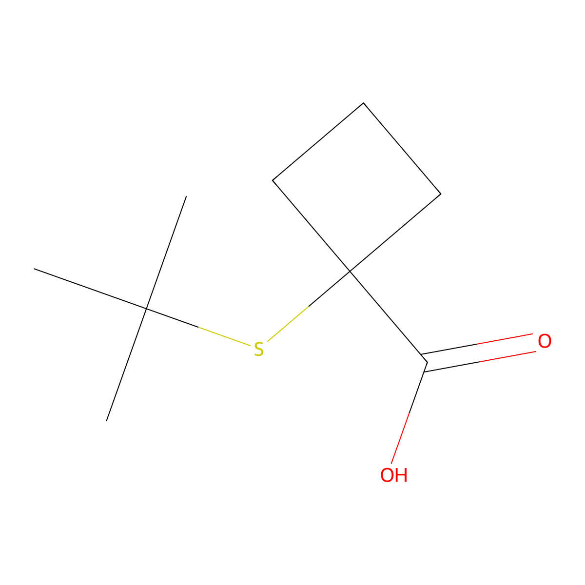 1-(Tert-butylsulfanyl)cyclobutane-1-carboxylic acid molecular structure, CAS 1492778-07-0