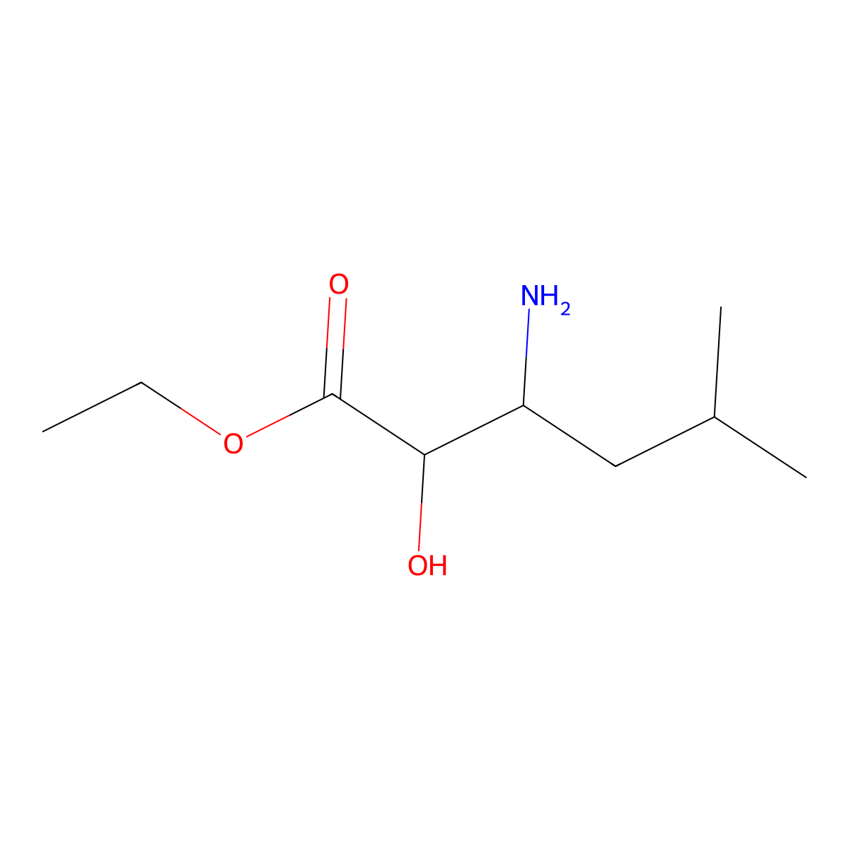 Ethyl 3-amino-2-hydroxy-5-methylhexanoate molecular structure, CAS 1492813-10-1