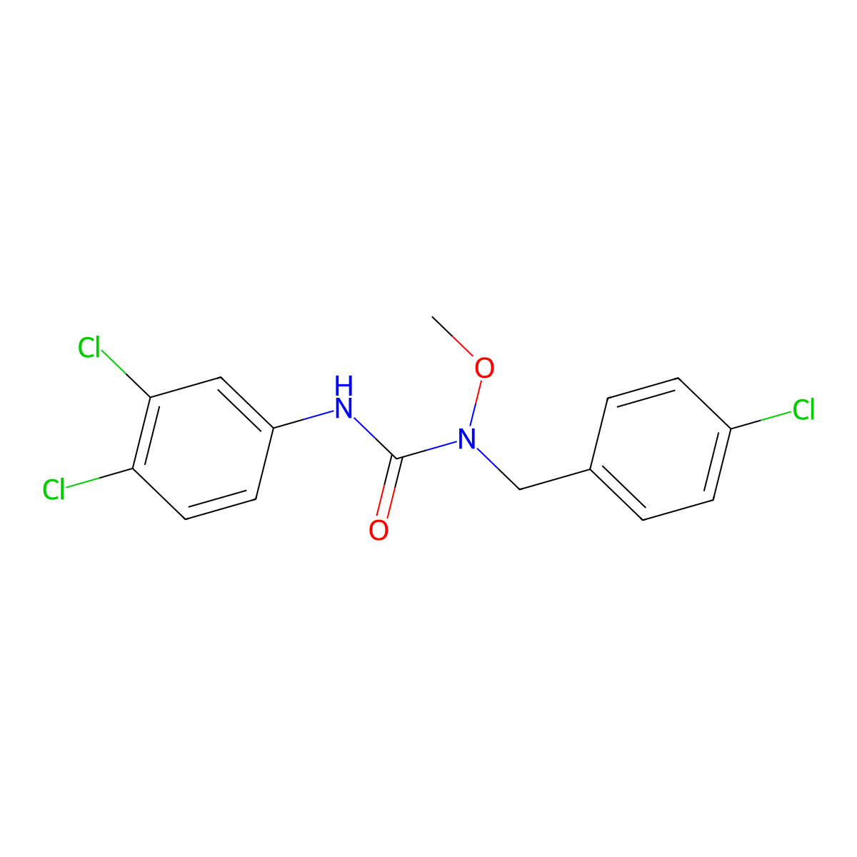 1-(4-Chlorobenzyl)-3-(3,4-dichlorophenyl)-1-methoxyurea molecular structure, CAS 149282-25-7