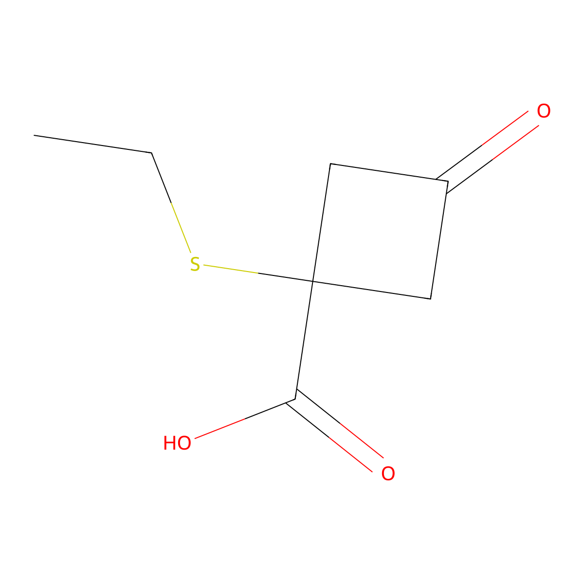 1-(Ethylsulfanyl)-3-oxocyclobutane-1-carboxylic acid molecular structure, CAS 1492835-35-4