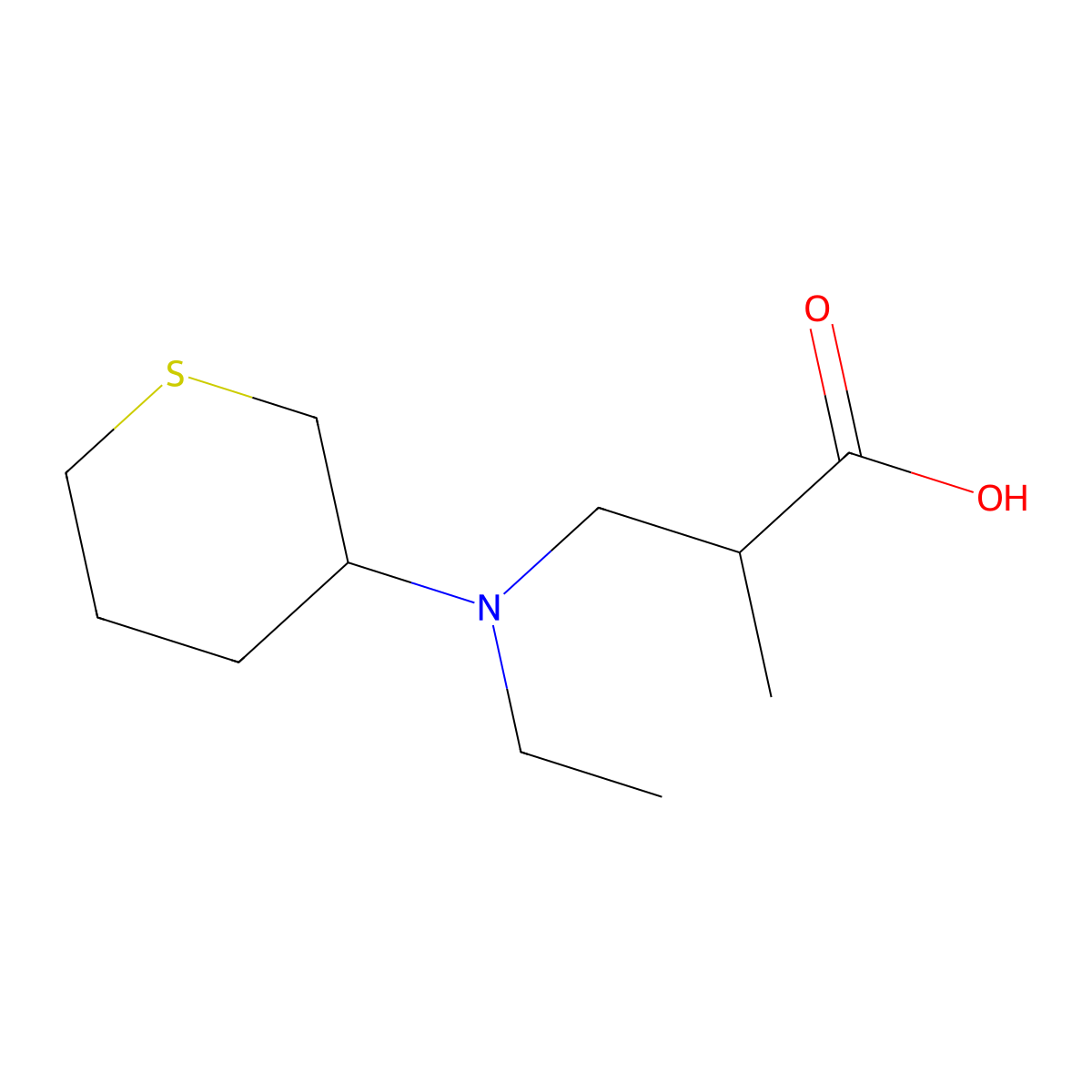 3-(Ethyl(tetrahydro-2H-thiopyran-3-yl)amino)-2-methylpropanoic acid molecular structure, CAS 1492852-91-1
