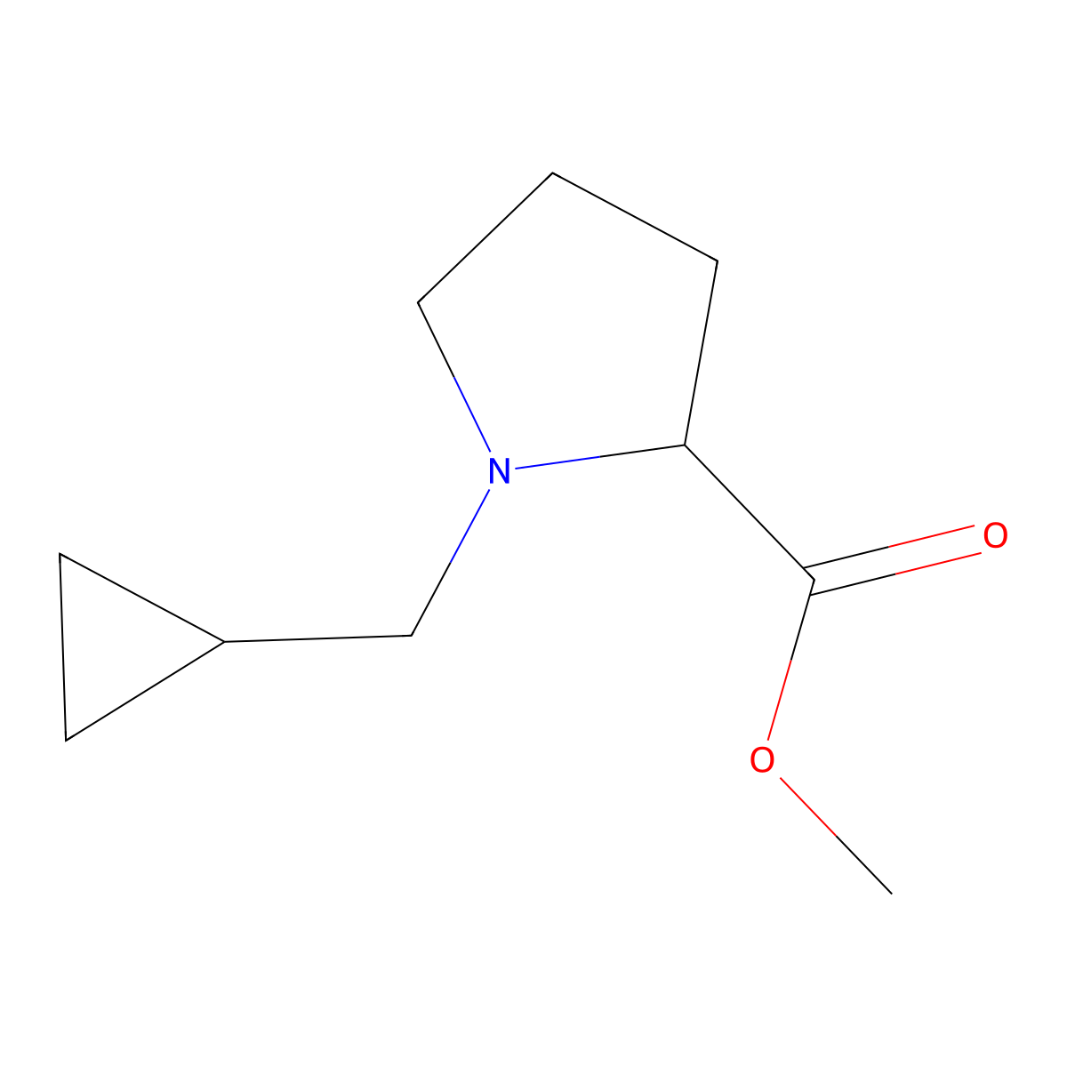 Methyl 1-(cyclopropylmethyl)pyrrolidine-2-carboxylate molecular structure, CAS 1492853-42-5