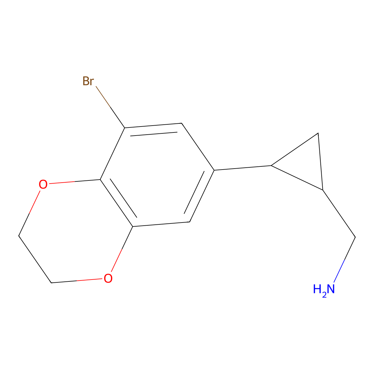 (2-(8-Bromo-2,3-dihydrobenzo[b][1,4]dioxin-6-yl)cyclopropyl)methanamine molecular structure, CAS 1492876-89-7