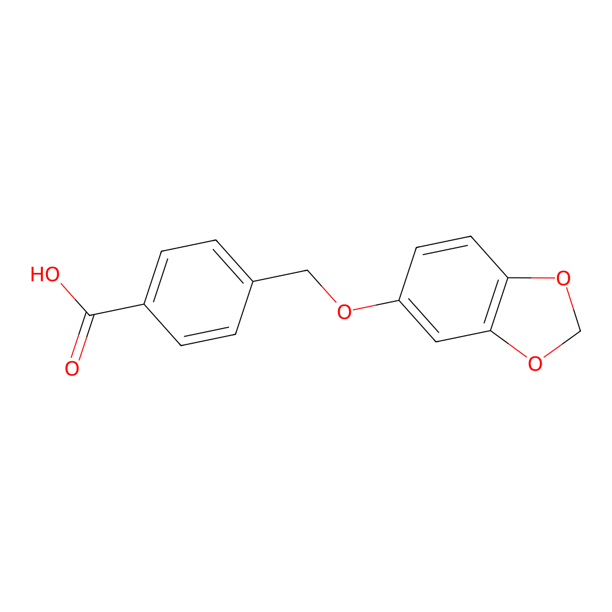 4-(1,3-Benzodioxol-5-yloxymethyl)benzoic acid molecular structure, CAS 149288-78-8