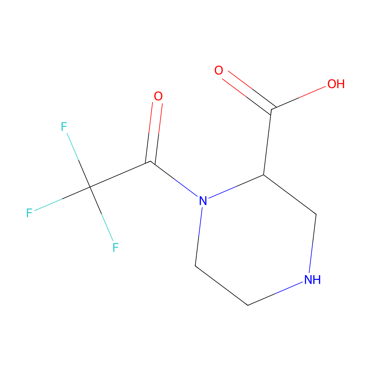 1-(Trifluoroacetyl)piperazine-2-carboxylic acid molecular structure, CAS 1492882-21-9