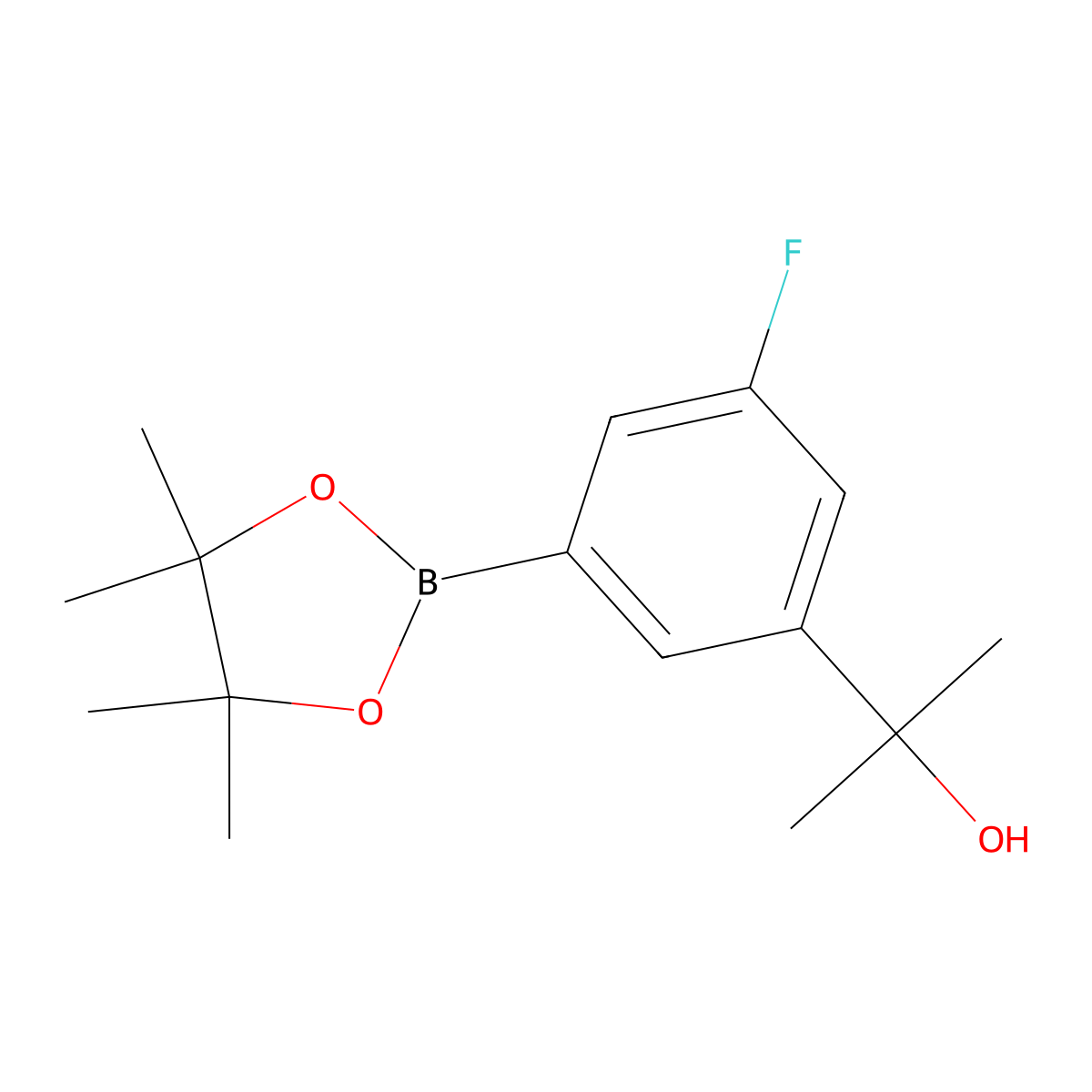 2-(3-Fluoro-5-(4,4,5,5-tetramethyl-1,3,2-dioxaborolan-2-yl)phenyl)propan-2-ol molecular structure, CAS 1492882-59-3