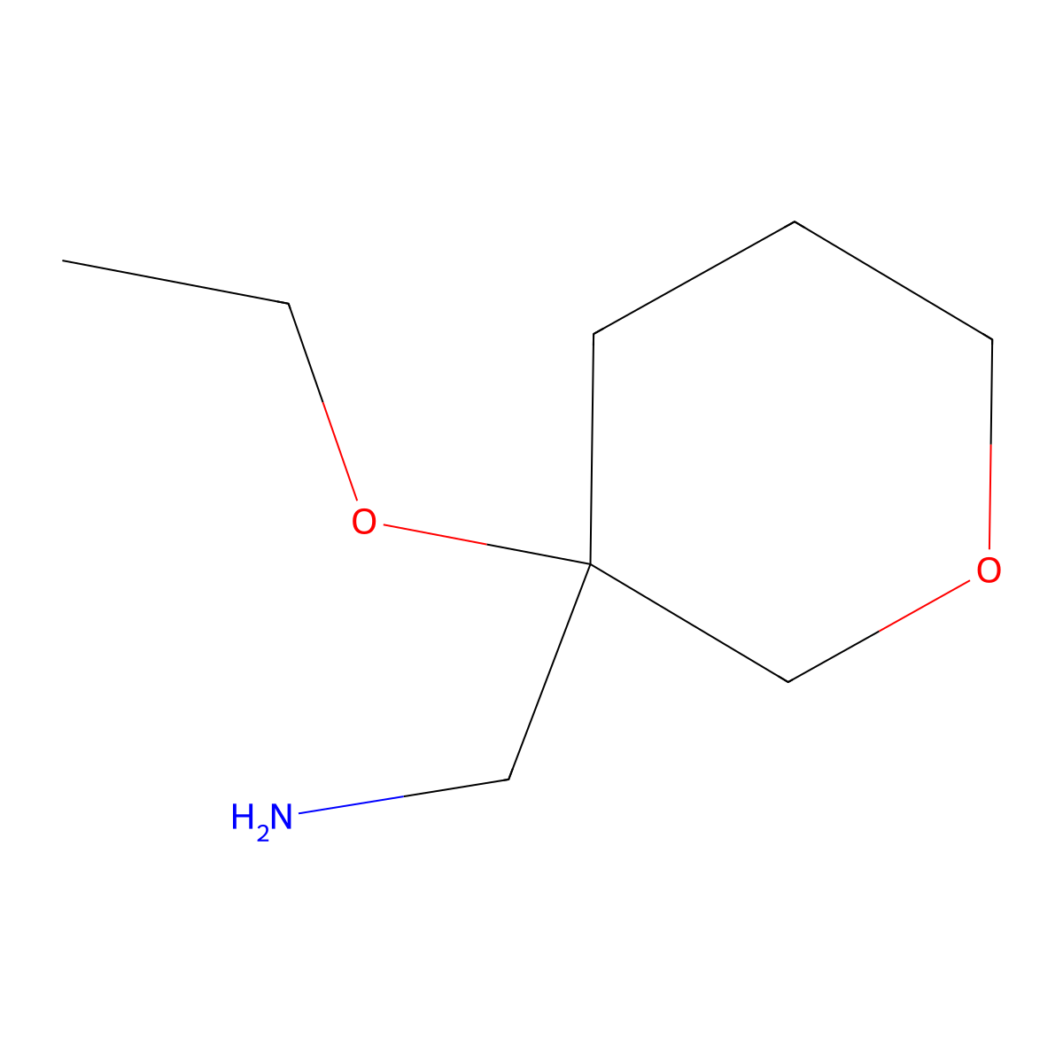 (3-Ethoxyoxan-3-yl)methanamine molecular structure, CAS 1492882-63-9