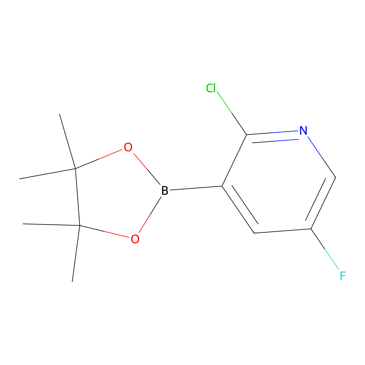 2-Chloro-5-fluoro-3-(4,4,5,5-tetramethyl-1,3,2-dioxaborolan-2-YL)pyridine molecular structure, CAS 1492890-58-0