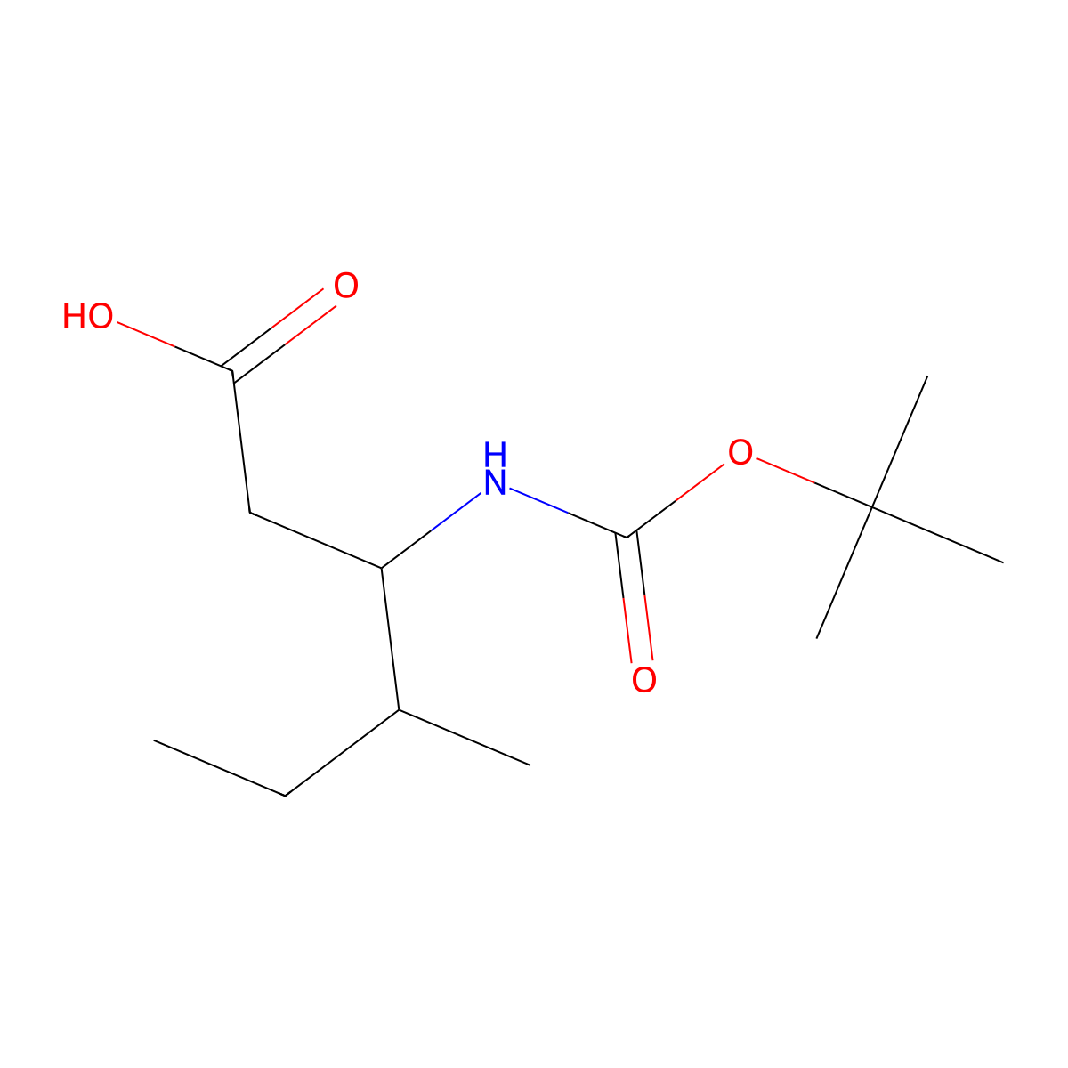 Boc-beta-HoIle-OH Boc-L-beta-homoisoleucine molecular structure, CAS 1492892-63-3