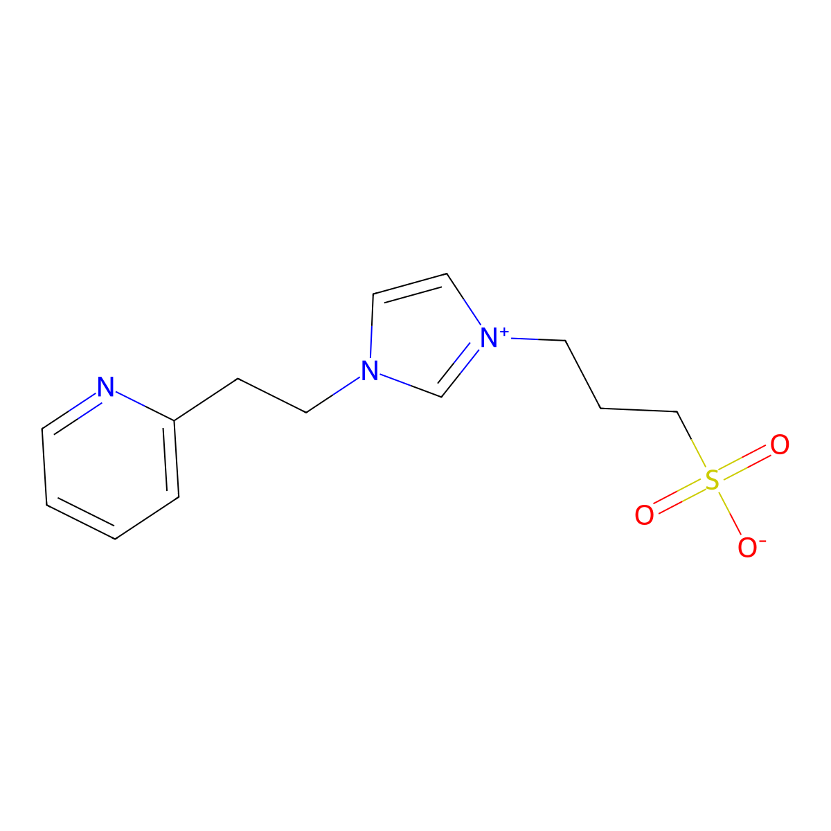 1-[2-(pyridin-2-yl)ethyl]-3-(3-sulfonatopropyl)-1H-imidazol-3-ium molecular structure, CAS 1492905-51-7